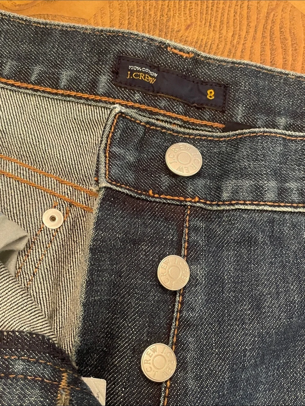 J. Crew High-Rise Dark Blue Denim Jeans with Silver Buttons C69